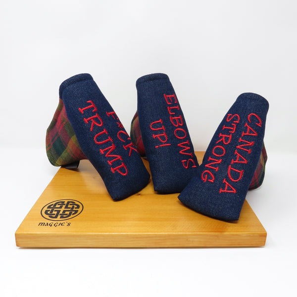 Putter Cover, Half-Mallet - CANADA MAPLE Tartan & Denim