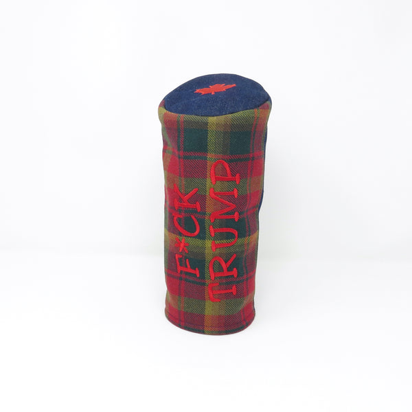 Pipe Style Driver Headcover - Canada Maple Tartan & Denim