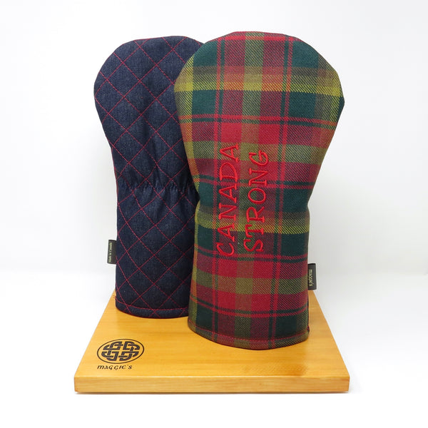 Keyhole Driver Headcover, Canada Maple Tartan & Denim with Red Stitching